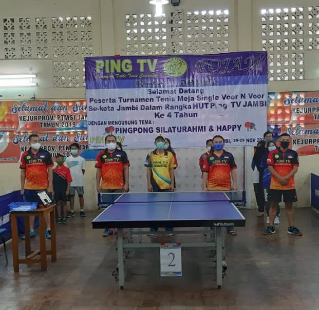 Tetap Patuhi Prokes Covid-19, Turnamen Tenis Meja di HUT Ping TV Jambi ke-4 Sukses