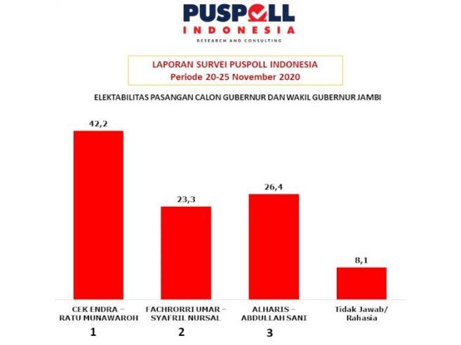 Puspoll Indonesia Rilis Preferensi Politik untuk Pilgub dan Pilbup Batanghari