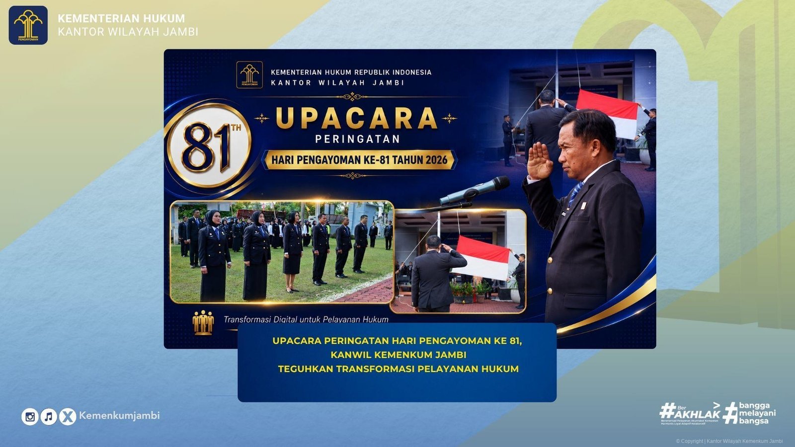 Hari Pengayoman ke-81, Kanwil Kemenkum Jambi Perkuat Transformasi Pelayanan Hukum