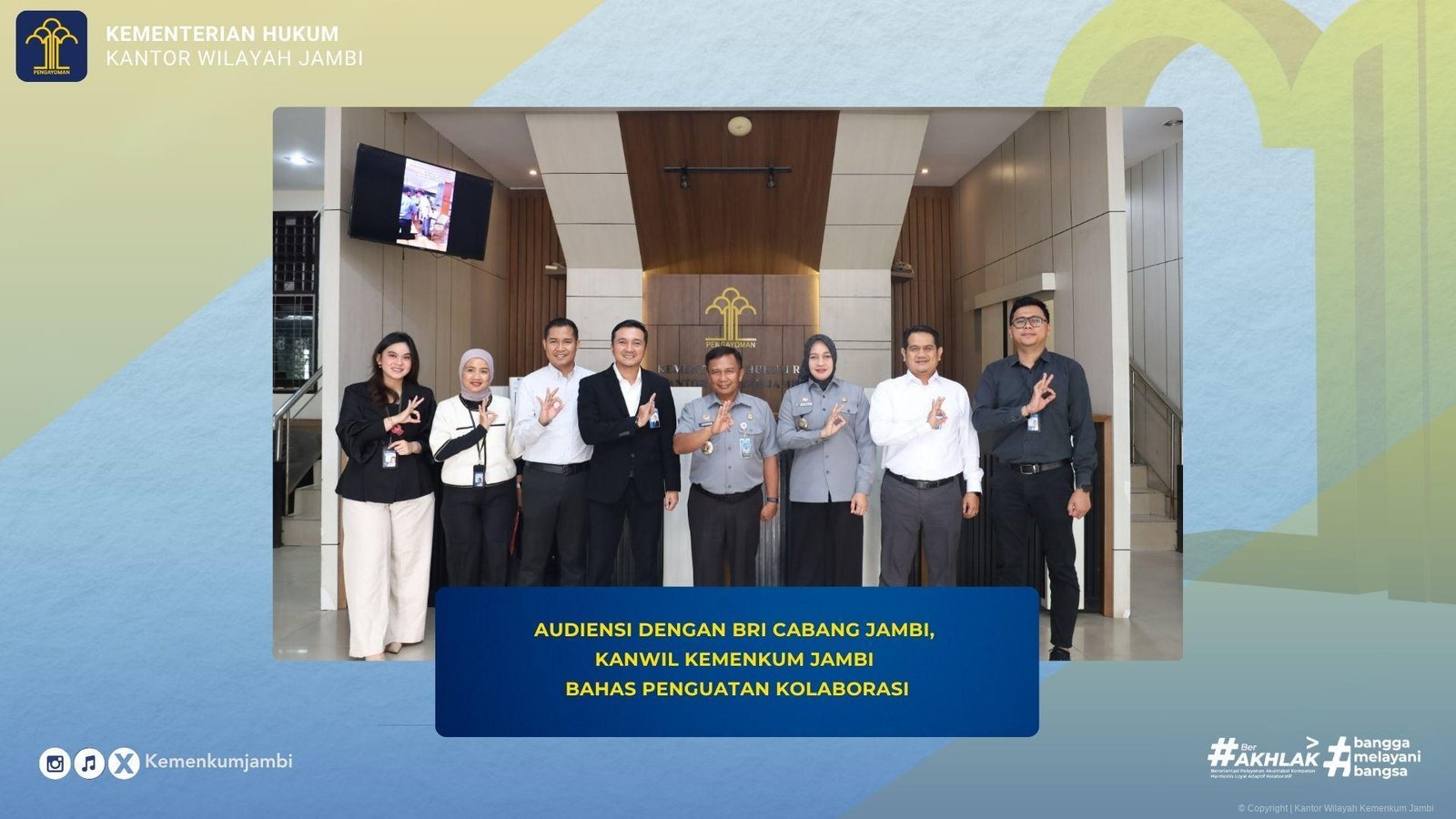 Audiensi dengan BRI Cabang Jambi, Kanwil Kemenkum Jambi Bahas Penguatan Kolaborasi